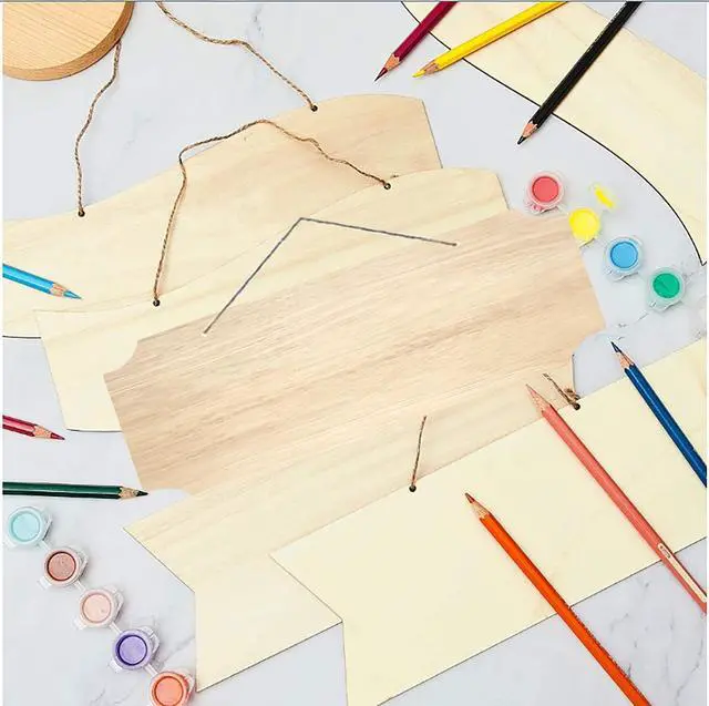 Alt view image 3 of 5 - 3Pack Blank Wood Sign for Craft Unfinished Hanging Wooden Board with Hole DIY Door Wall Decor Holiday Decoration