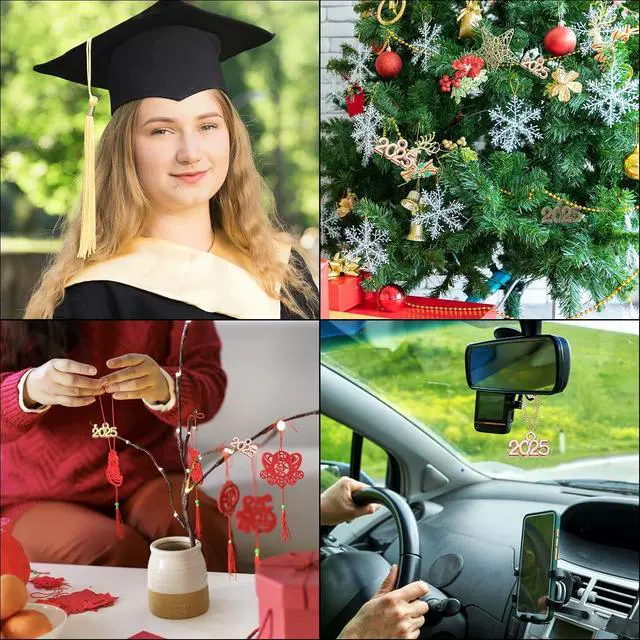 Alt view image 6 of 6 - MECCANIXITY 2025 Graduation Year Charm 3D Metal Tassel Year Number Charm Year Pendant Mini for DIY Anniversary Jewelry Making Crafts