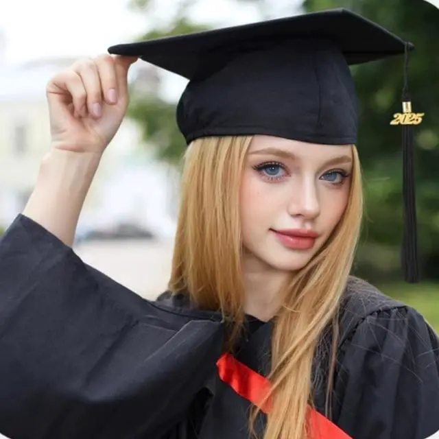 Alt view image 3 of 6 - 2025 Tassel Graduation Black 9", Elegant Black Tassel with 2025 Year Charm Gold Date Drop, Tassels for Graduation Cap 2025
