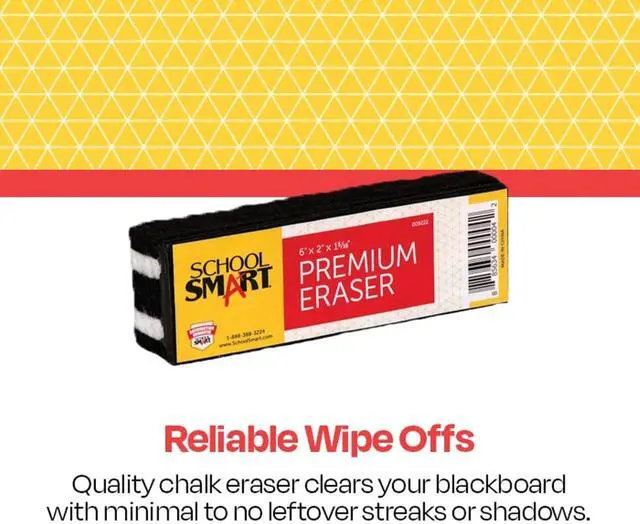 Alt view image 2 of 7 - School Smart Premium Chalkboard Eraser, 6 x 2 x 1-5/16 Inches, Felt, Black/White
