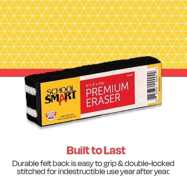 Alt view image 4 of 7 - School Smart Premium Chalkboard Eraser, 6 x 2 x 1-5/16 Inches, Felt, Black/White