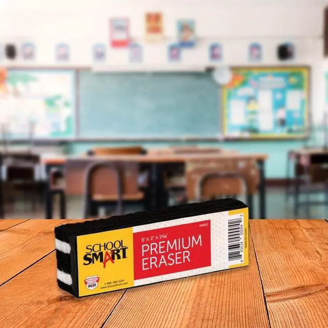 Alt view image 7 of 7 - School Smart Premium Chalkboard Eraser, 6 x 2 x 1-5/16 Inches, Felt, Black/White