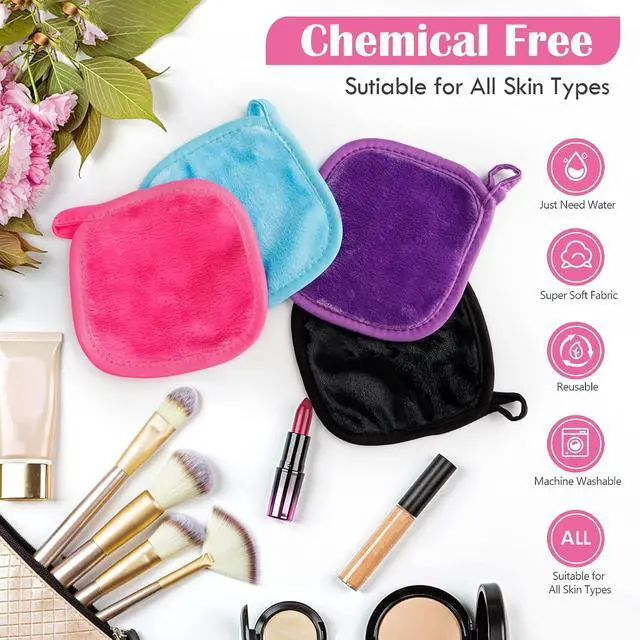 Alt view image 3 of 7 - Orighty Makeup Remover Cloths, 12 Pack Makeup Eraser Cloth, 5 x 5 Inch | Make Up Removal Face Cleansing Cloth, Reusable Make Up Remover Pads Remove Instantly Dirt with Just Water