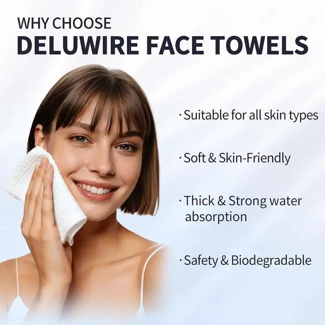 Alt view image 6 of 7 - Face Towels Disposable XL 10"×12", Ultra Soft Facial Towels, 50 Count | Thick Biodegradable Face Towels, Plant Fiber Dry Wipes for Sensitive Skin, Makeup Remover & Face Cleansing