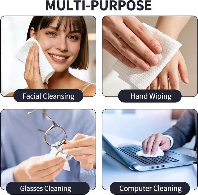 Alt view image 7 of 7 - Face Towels Disposable XL 10"×12", Ultra Soft Facial Towels, 50 Count | Thick Biodegradable Face Towels, Plant Fiber Dry Wipes for Sensitive Skin, Makeup Remover & Face Cleansing