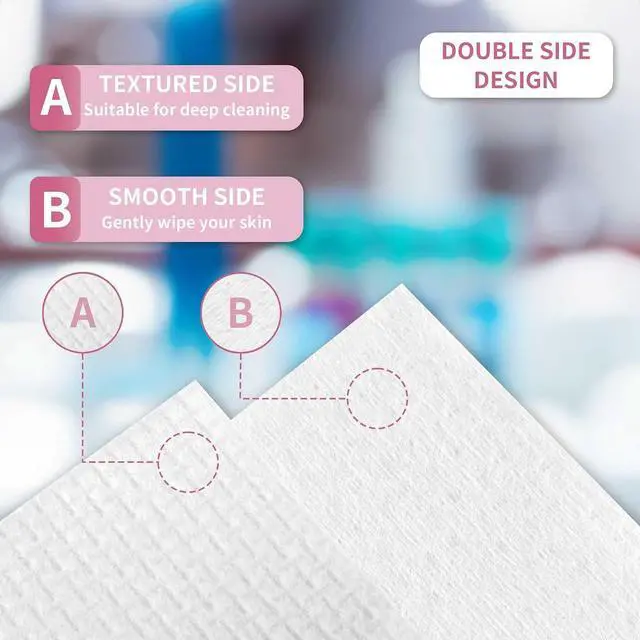 Alt view image 3 of 6 - Disposable Fast Dry Wipes, Daily Face Towel, Facial Washcloth, Makeup Remover, Cleansing Towelettes, Ultra Soft, 40 Ct,1 reusable plastic box
