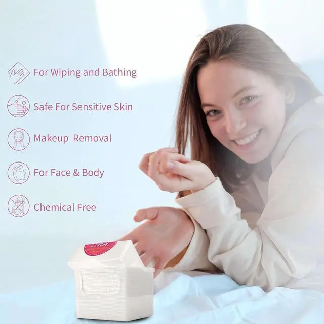 Alt view image 5 of 6 - Disposable Fast Dry Wipes, Daily Face Towel, Facial Washcloth, Makeup Remover, Cleansing Towelettes, Ultra Soft, 40 Ct,1 reusable plastic box