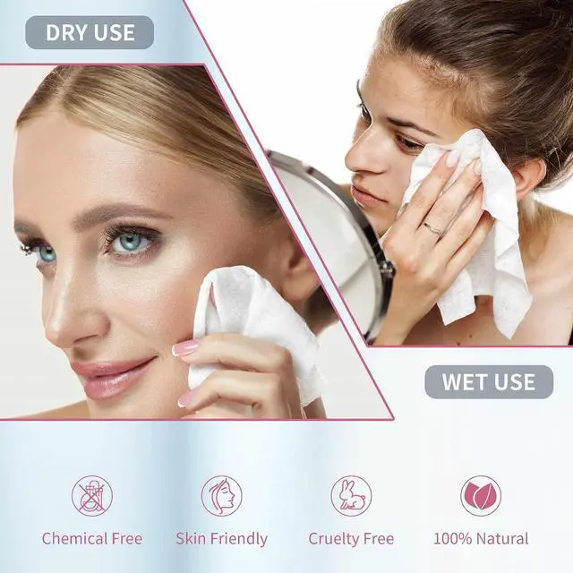 Alt view image 6 of 6 - Disposable Fast Dry Wipes, Daily Face Towel, Facial Washcloth, Makeup Remover, Cleansing Towelettes, Ultra Soft, 40 Ct,1 reusable plastic box