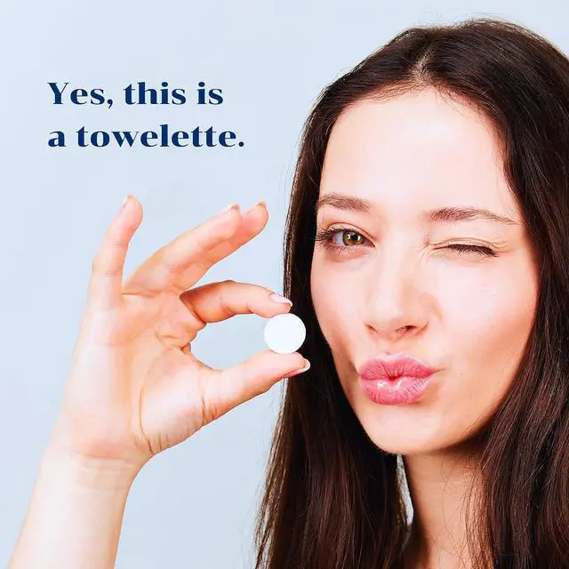 Alt view image 2 of 6 - 100 Compressed Towels Tablets | Biodegradable & Hypoallergenic, Face Towel, Travel & Makeup Remover Wipes, Hiking & Camping