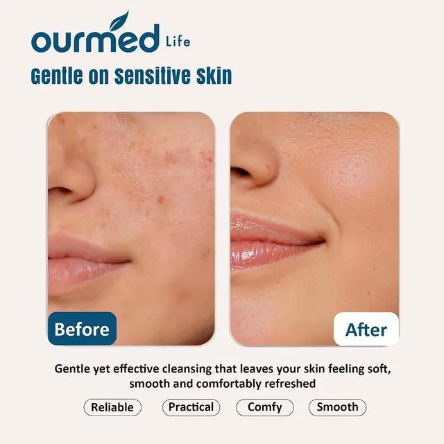 Alt view image 6 of 7 - Ourmed Life Disposable Face Towels XL, Ultra Soft & Absorbent, 25 Count | 10" x 12", Sensitive Skin Friendly, Skin Soothing, Redness Care, Biodegradable, Facial Towels for Makeup Removal & Cleansing