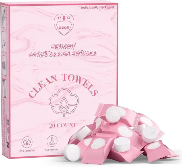 Main image of Compressed Towel Tablets, 100 Count Disposable Face Towels | Individually Wrapped, Clean Towels for Face, Disposable Washcloths for Travel