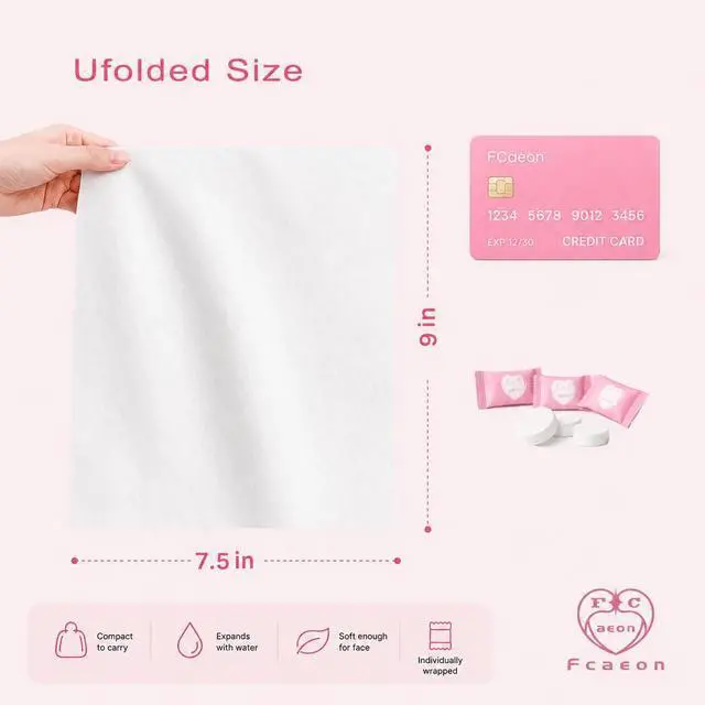 Alt view image 3 of 7 - Compressed Towel Tablets, 100 Count Disposable Face Towels | Individually Wrapped, Clean Towels for Face, Disposable Washcloths for Travel