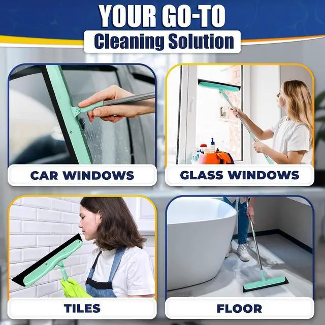 Alt view image 5 of 7 - Floor Squeegee - 34.5" Telescoping Squeegee for Window Cleaning with Durable Stainless Steel Blade for Clear Surface Wiping - Suitable for Bathroom Mirrors, Car Windows and Home Surfaces