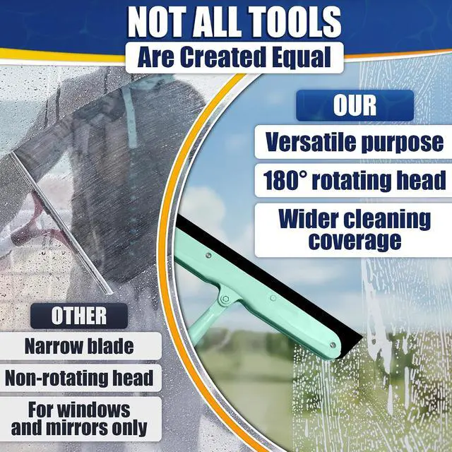 Alt view image 6 of 7 - Floor Squeegee - 34.5" Telescoping Squeegee for Window Cleaning with Durable Stainless Steel Blade for Clear Surface Wiping - Suitable for Bathroom Mirrors, Car Windows and Home Surfaces