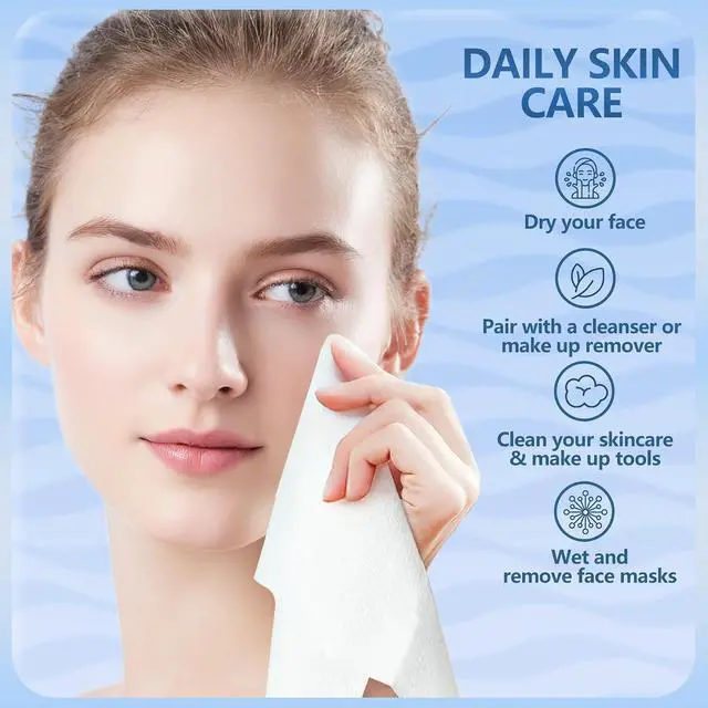Alt view image 2 of 7 - Disposable Face Towels Travel, 12"×12" Extra Large Face Towelettes, Ultra Soft Facial Towels for Sensitive Skin, Makeup Remover Dry Wipes, 20 Count (1 Pack)