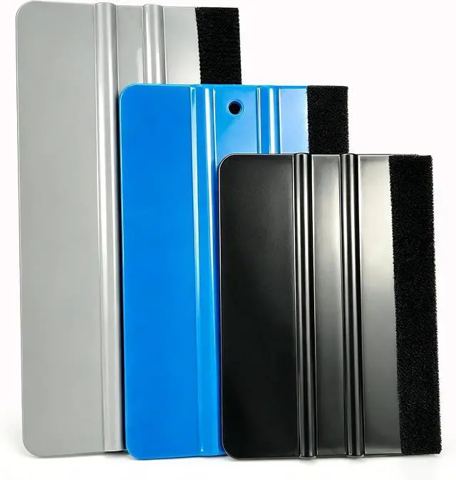 Main image of 3 Piece Felt Edge Squeegee, 4inch - 5inch - 6inch Vinyl Wrap Squeegee, Scratch-Free for Decals, Adhesive Vinyl, Window Film, Wallpaper