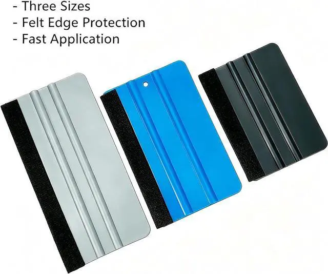 Alt view image 2 of 7 - 3 Piece Felt Edge Squeegee, 4inch - 5inch - 6inch Vinyl Wrap Squeegee, Scratch-Free for Decals, Adhesive Vinyl, Window Film, Wallpaper