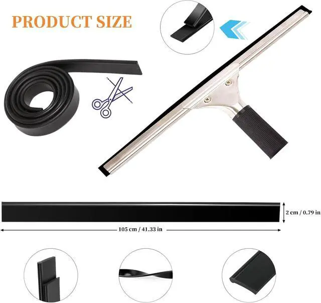 Alt view image 3 of 5 - 2 Pcs 41 Inch Squeegee Replacement Rubber Blade, Household Silicone Squeegee Refill for Window, Glass, Shower Doors Cleaning