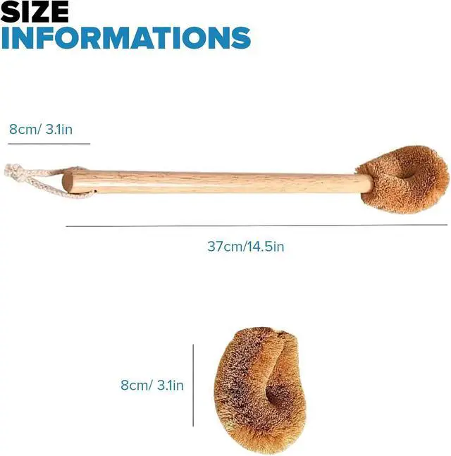 Alt view image 3 of 7 - Naturals Toilet Bowl Brush - Natural Coconut Fiber Golf Head & Long Wooden Handle for Effective Cleaning for Bathroom Toilet - Eco-Friendly & Durable - 2 Pack Brushes with 2 Wall Hooks