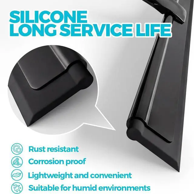 Alt view image 4 of 7 - ALFLOD 2pcs Shower Squeegee for Glass Doors with Adhesive Hanging Hook Set | 10 Black, Bathroom Accessories, Window Cleaner, New Home Essentials, Soft Rubber Blade, Metal Handle, Ergonomic Grip