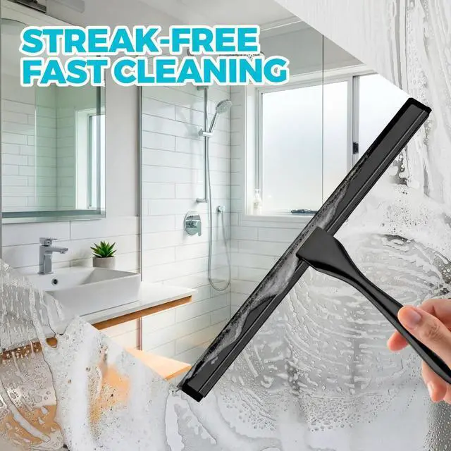 Alt view image 5 of 7 - ALFLOD 2pcs Shower Squeegee for Glass Doors with Adhesive Hanging Hook Set | 10 Black, Bathroom Accessories, Window Cleaner, New Home Essentials, Soft Rubber Blade, Metal Handle, Ergonomic Grip