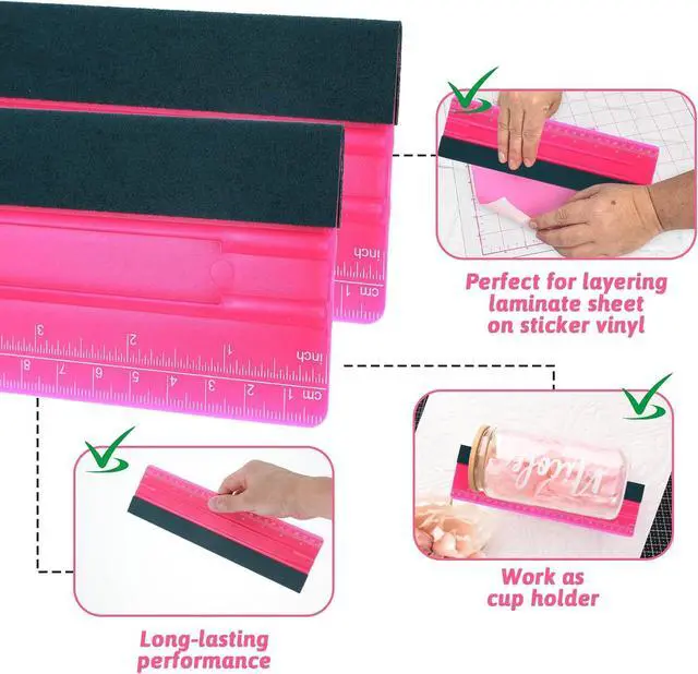 Alt view image 3 of 7 - Wallpaper Smoothing Tool, Professional Vinyl Squeegee with Ruler Felt Squeegee for Vinyl Decals Sticker Paper Wallpaper Window Film Tools