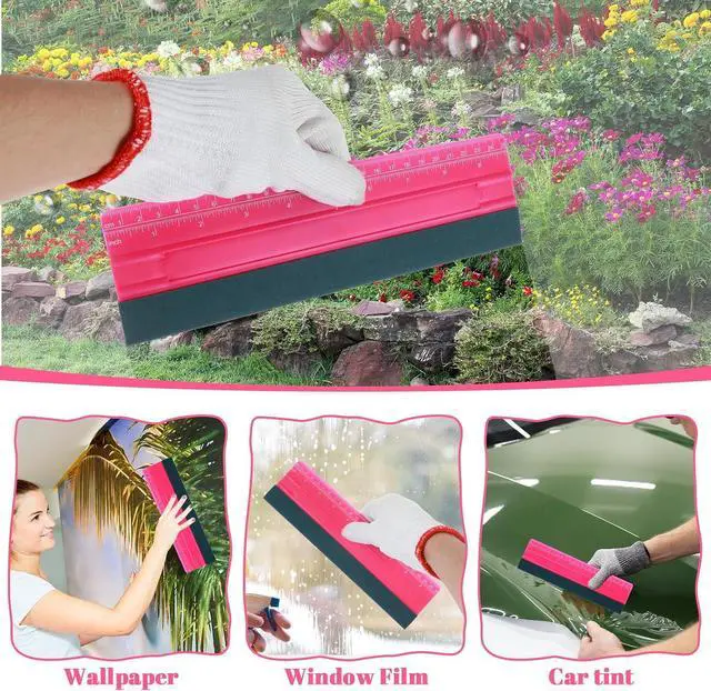 Alt view image 5 of 7 - Wallpaper Smoothing Tool, Professional Vinyl Squeegee with Ruler Felt Squeegee for Vinyl Decals Sticker Paper Wallpaper Window Film Tools