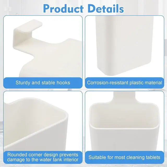 Alt view image 3 of 7 - 5 PCS Toilet Tank Tablet Holder Set, Hanging Toilet Tank Caddy | 2 PCS Toilet Tank Bleach Tablet Bracket With 2 PCS Toilet Seat Lifter/1 PCS Cleaning Brush