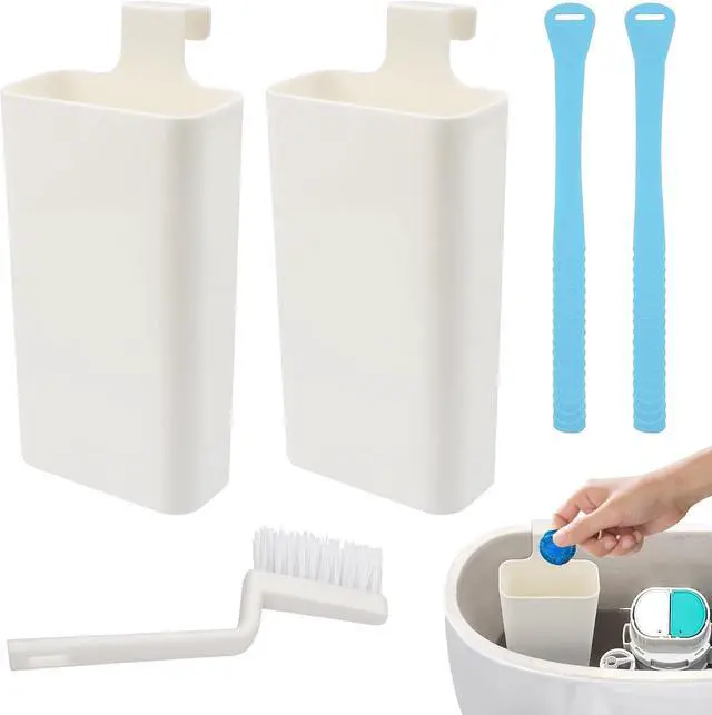 Main image of 5 PCS Toilet Tank Tablet Holder Set, Hanging Toilet Tank Caddy | 2 PCS Toilet Tank Bleach Tablet Bracket With 2 PCS Toilet Seat Lifter/1 PCS Cleaning Brush