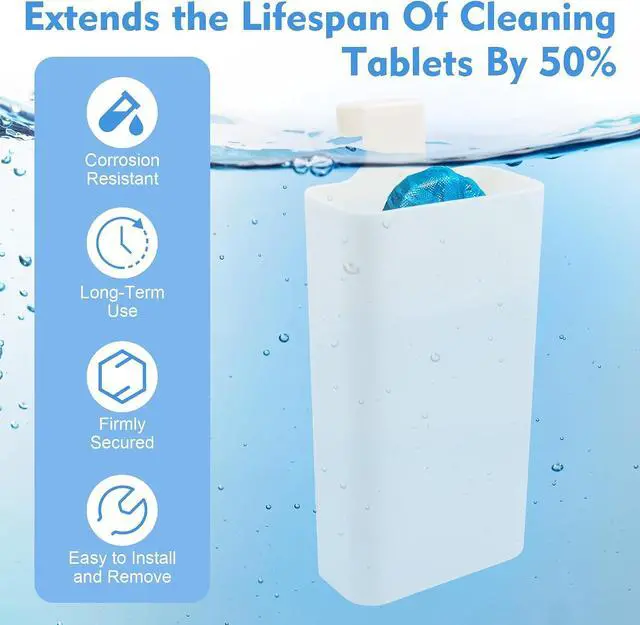 Alt view image 4 of 7 - 5 PCS Toilet Tank Tablet Holder Set, Hanging Toilet Tank Caddy | 2 PCS Toilet Tank Bleach Tablet Bracket With 2 PCS Toilet Seat Lifter/1 PCS Cleaning Brush