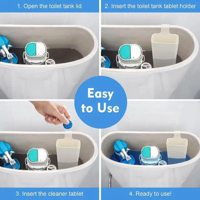 Alt view image 5 of 7 - 5 PCS Toilet Tank Tablet Holder Set, Hanging Toilet Tank Caddy | 2 PCS Toilet Tank Bleach Tablet Bracket With 2 PCS Toilet Seat Lifter/1 PCS Cleaning Brush
