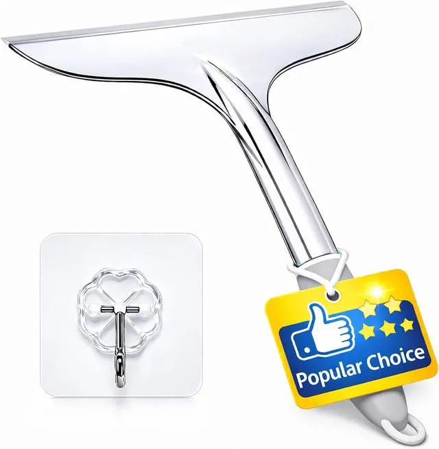 Main image of Shower Squeegee for Glass Shower Doors Bathroom Tile Mirror Streak-Free Silent Window Cleaner with Non-Slip Handle and Adhesive Hook for Car and Home Cleaning