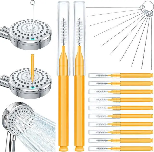 Main image of Lumkew Multiplesize Shower Head Cleaner Tool, Shower Head Cleaning Brushes Small Hole, Showerhead Cleaner Picks Unclogging Tiny Nozzle Little Gaps 3D Printer Opening, Orange