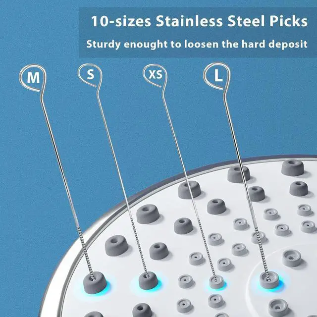 Alt view image 3 of 7 - Lumkew Multiplesize Shower Head Cleaner Tool, Shower Head Cleaning Brushes Small Hole, Showerhead Cleaner Picks Unclogging Tiny Nozzle Little Gaps 3D Printer Opening, Orange
