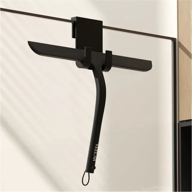 Main image of Shower Squeegee for Shower Glass, Bathroom Glass Cleaning Tool with Hook Mount, Squeegee for Glass Doors, Window Cleaning, Tile Shower Walls (Black)