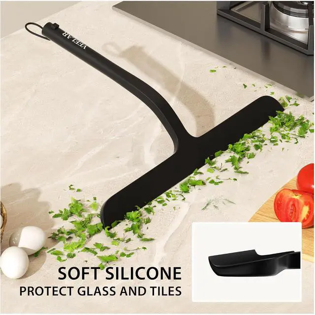 Alt view image 6 of 7 - Shower Squeegee for Shower Glass, Bathroom Glass Cleaning Tool with Hook Mount, Squeegee for Glass Doors, Window Cleaning, Tile Shower Walls (Black)