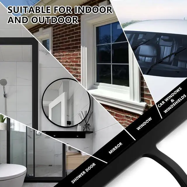 Alt view image 7 of 7 - Shower Squeegee for Shower Glass, Bathroom Glass Cleaning Tool with Hook Mount, Squeegee for Glass Doors, Window Cleaning, Tile Shower Walls (Black)