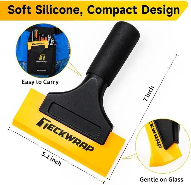 Alt view image 7 of 7 - TECKWRAP Mini Silicone Squeegee for Window Tint & Vinyl Wrap, 5 Inch | Heavy-duty silicone squeegee, scratch-free for glass, tint & mirrors, unsuitable for tight corners.