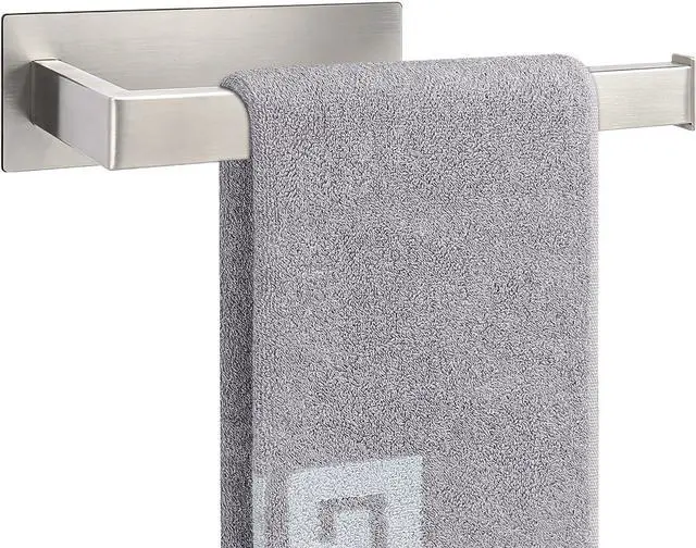 Main image of NearMoon Hand Towel Holder/Towel Ring Strong Hold Self Adhesive Bathroom Towel Bar, 9 Inch Thicken Stainless Steel Towel Rack- Sticky Towel Hanger, Contemporary Style No Drilling (Brushed Nickel)