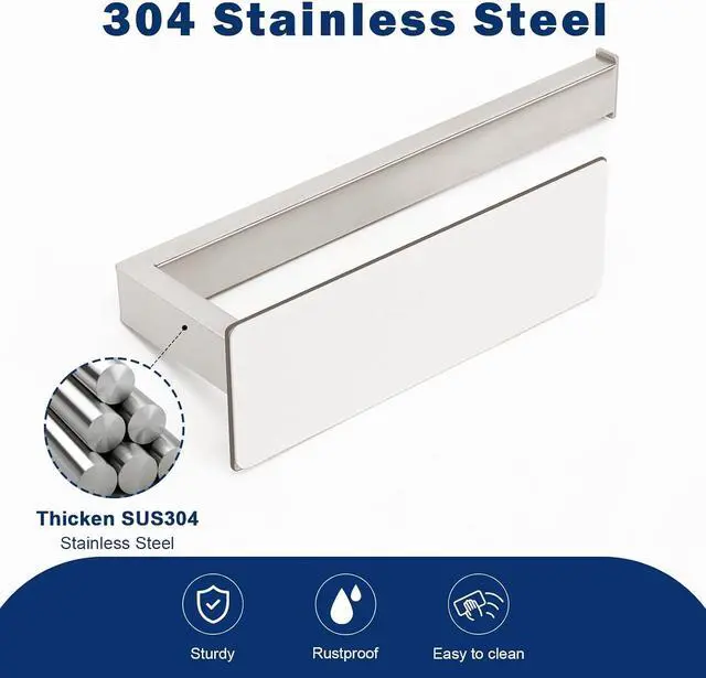 Alt view image 5 of 7 - NearMoon Hand Towel Holder/Towel Ring Strong Hold Self Adhesive Bathroom Towel Bar, 9 Inch Thicken Stainless Steel Towel Rack- Sticky Towel Hanger, Contemporary Style No Drilling (Brushed Nickel)