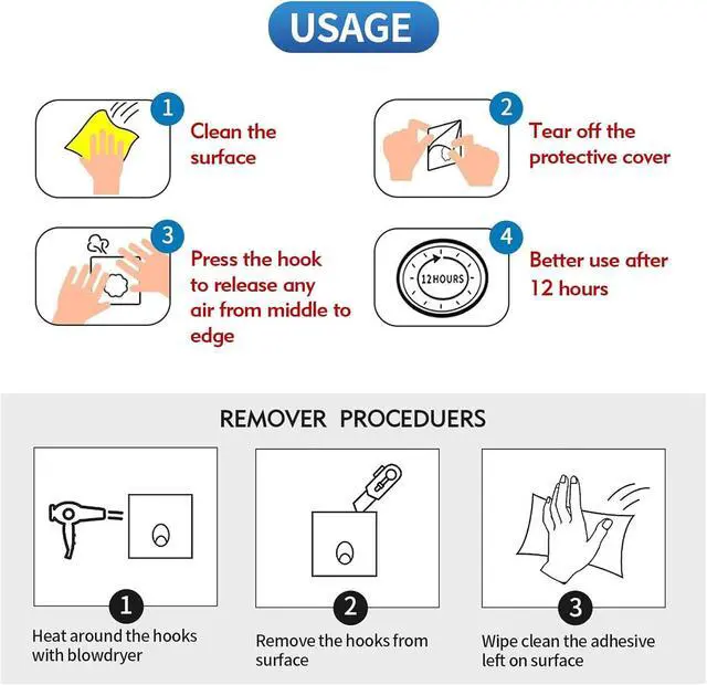 Alt view image 3 of 6 - Adhesive Hooks Kitchen Wall Hooks - 24 Packs Heavy Duty 24lb(Max) Nail Free Transparent,Waterproof,Sticky Stainless Hangers for Keys,Bathroom, Shower, Outdoor, Kitchen,Door,Home Improvement,Utility