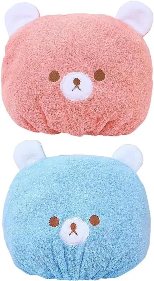 Main image of 2PCS Hair Towel Wrap Cute Bear Dry Hair Caps Hair Drying Wrap Towel Bath Head Wrap Drying Turban Cap for Women, Girls