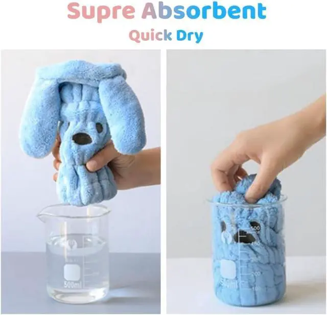 Alt view image 2 of 6 - 2PCS Hair Towel Wrap Cute Bear Dry Hair Caps Hair Drying Wrap Towel Bath Head Wrap Drying Turban Cap for Women, Girls