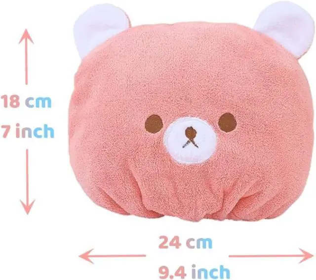 Alt view image 3 of 6 - 2PCS Hair Towel Wrap Cute Bear Dry Hair Caps Hair Drying Wrap Towel Bath Head Wrap Drying Turban Cap for Women, Girls