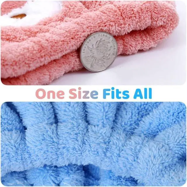 Alt view image 6 of 6 - 2PCS Hair Towel Wrap Cute Bear Dry Hair Caps Hair Drying Wrap Towel Bath Head Wrap Drying Turban Cap for Women, Girls
