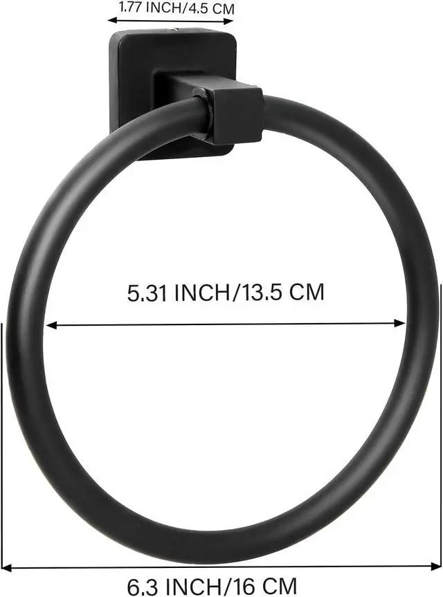 Alt view image 5 of 6 - Towel Holder for Bathroom Wall Matte Black Towel Ring Hand Towel Holder Stainless Steel Heavy Duty Towel Hanger for Bath, Kitchen (Black)