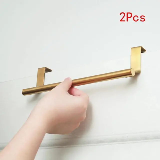 Alt view image 3 of 5 - 2 Pack Gold Towel Holder, 9 Inch Stainless Steel Towel Holders | Kitchen Towel Rack, Over Cabinet Door Towel Bar, Suitable for Universal Installation in Kitchens and Bathrooms(Small)