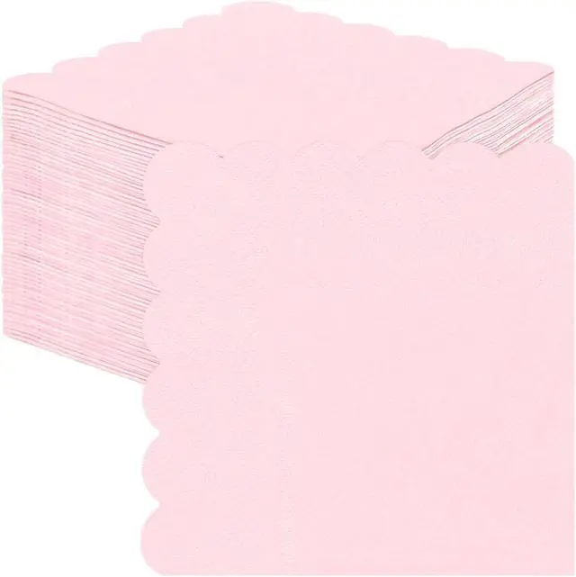 Main image of SietDESEO 50 Pieces Light Pink Scalloped Napkins Disposable 3-Ply Pink Cocktail Napkins Paper Dinner Napkin for Birthday Baby Shower Wedding Party Beverage Napkin