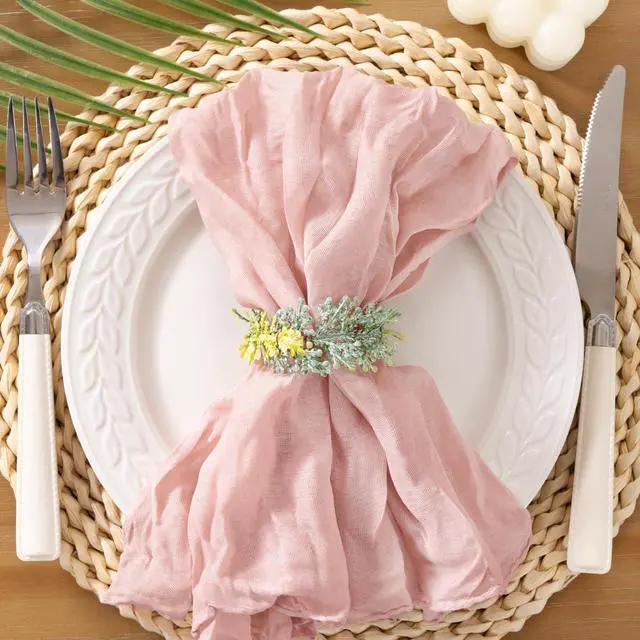 Main image of Cheesecloth Napkins Fall Gauze Washable Dinner Wedding Party Home Decor | Pink Set of 10 Cheese Cloths Boho Reusable Bulk Table Napkins for Thanksgiving Baby Shower Birthday Decorations