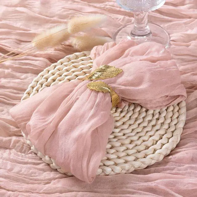 Alt view image 2 of 5 - Cheesecloth Napkins Fall Gauze Washable Dinner Wedding Party Home Decor | Pink Set of 10 Cheese Cloths Boho Reusable Bulk Table Napkins for Thanksgiving Baby Shower Birthday Decorations